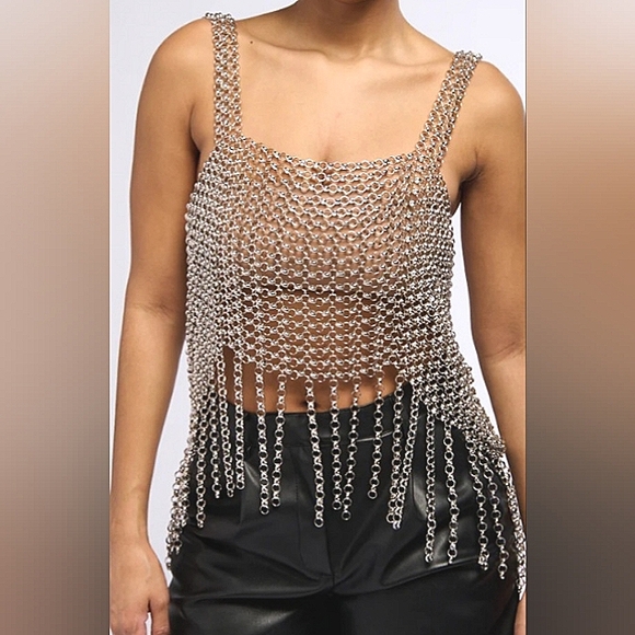 AKIRA Chain Metal Bralette Top - Picture 2 of 4